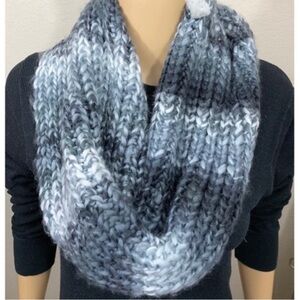 Mudd Fuzzy Knit Infinity Scarf Black & Gray Tones
